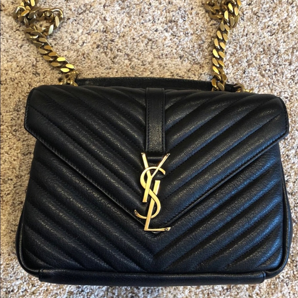 YSL Medium College Bag brushed gold tone hardware